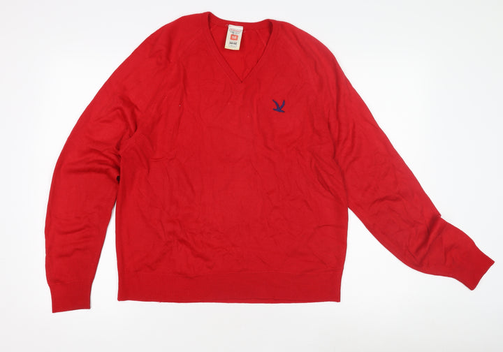 St Michael Women's Red V-Neck Jumper Size 18