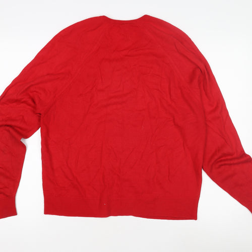 St Michael Women's Red V-Neck Jumper Size 18