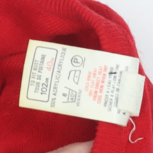 St Michael Women's Red V-Neck Jumper Size 18