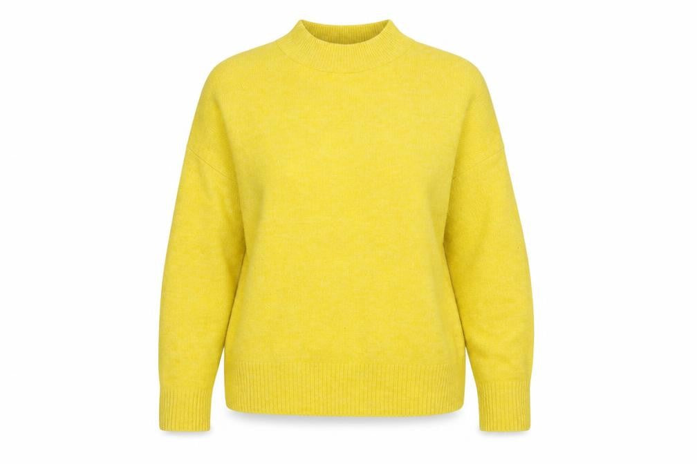 Front view of H&M Women's Yellow Mock Neck Pullover Sweater -, size S