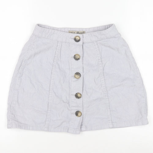 Denim Co. Women's Grey Skirt Size 6 with Button Accents