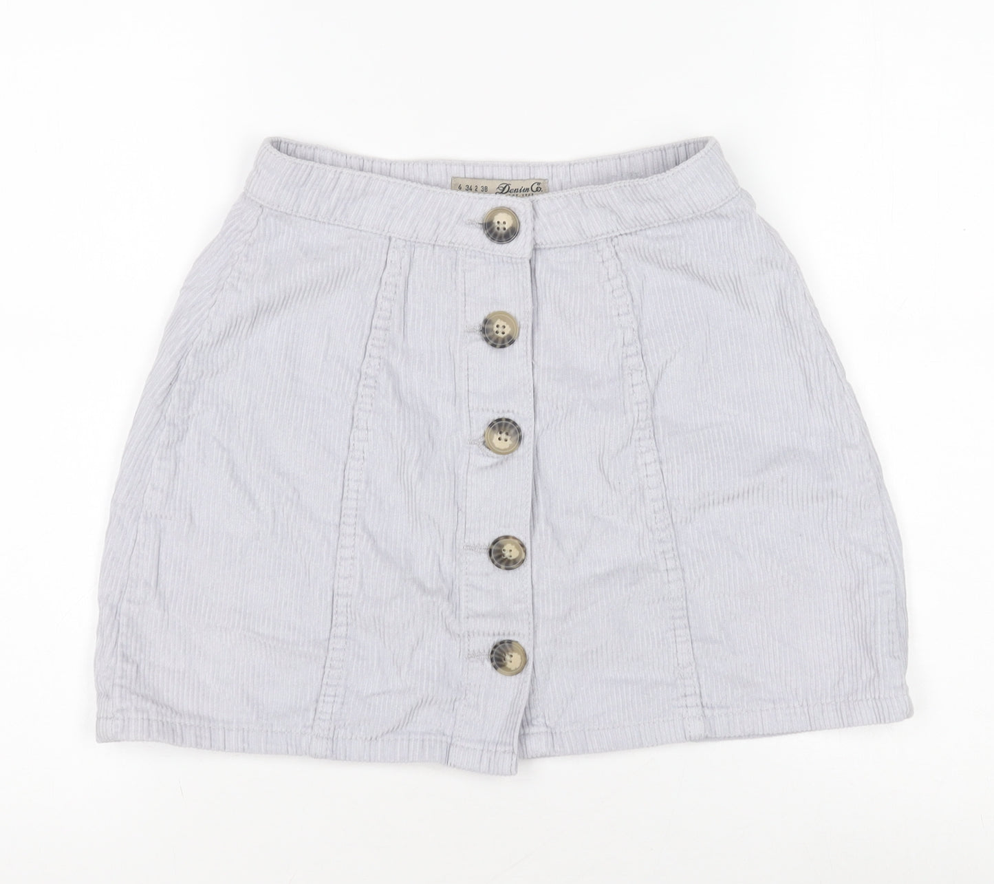 Denim Co. Women's Grey Skirt Size 6 with Button Accents