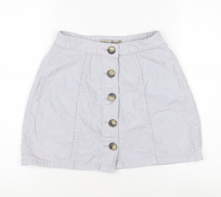 Denim Co. Women's Grey Skirt Size 6 with Button Accents
