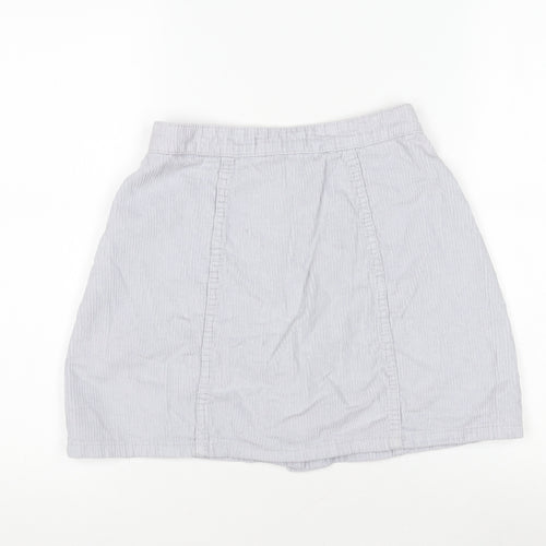 Denim Co. Women's Grey Skirt Size 6 with Button Accents