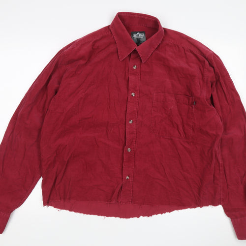 Lakes Edge Men's Red Corduroy Button-Up Shirt L