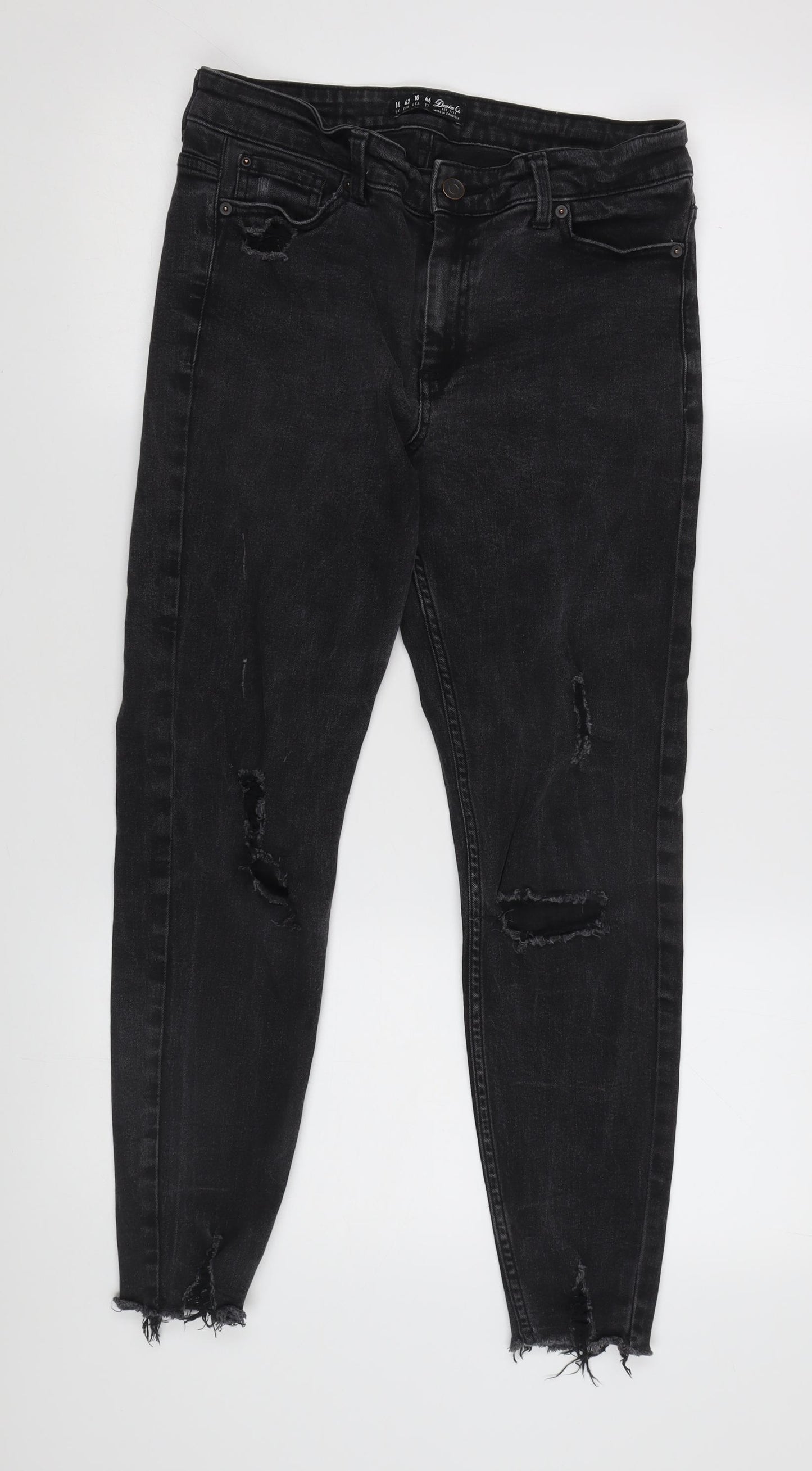 Denim Co. Women's Black Skinny Jeans, Size 18, Distressed