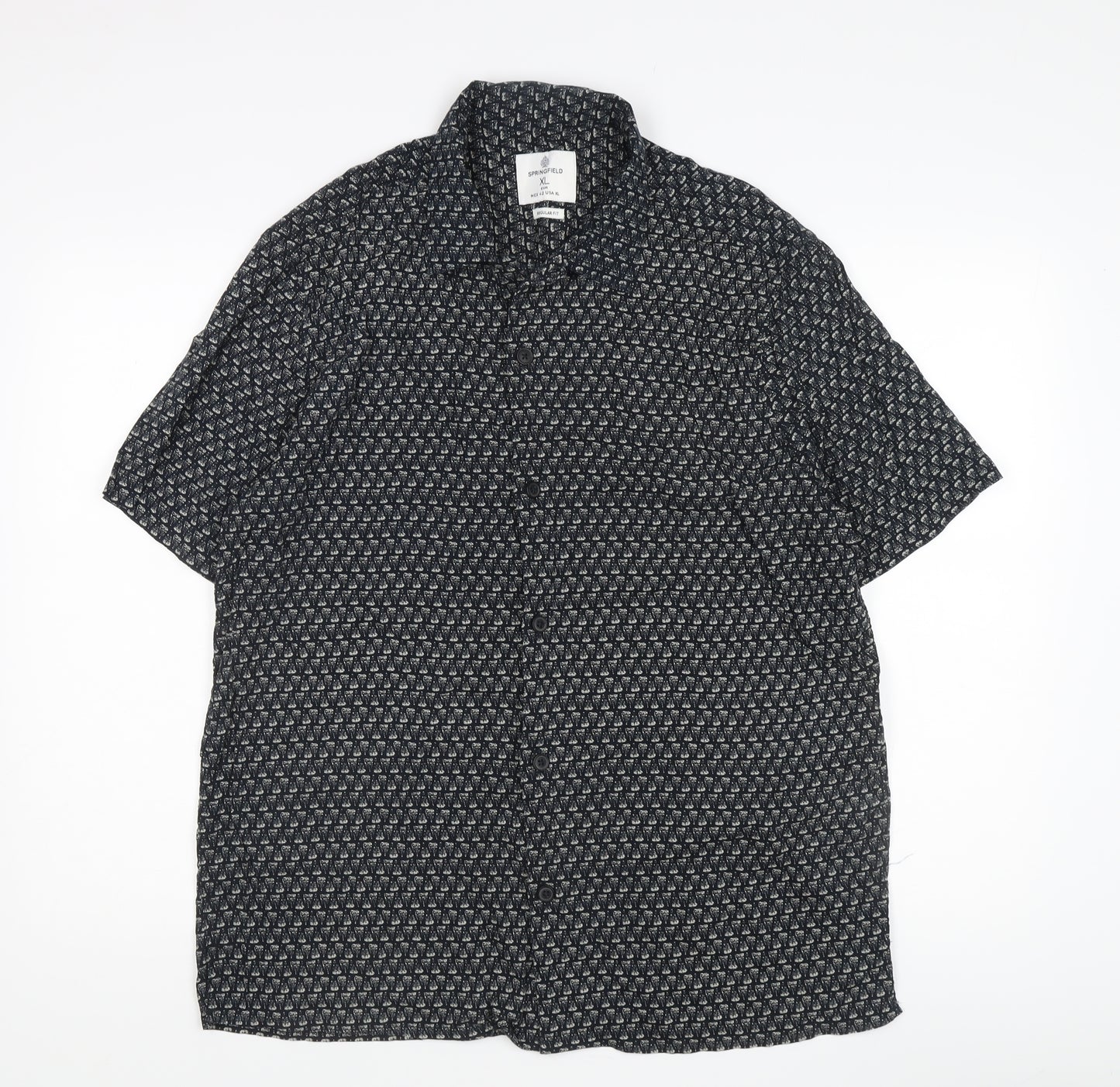 Springfield Men's Black XL Geometric Button-Up Shirt