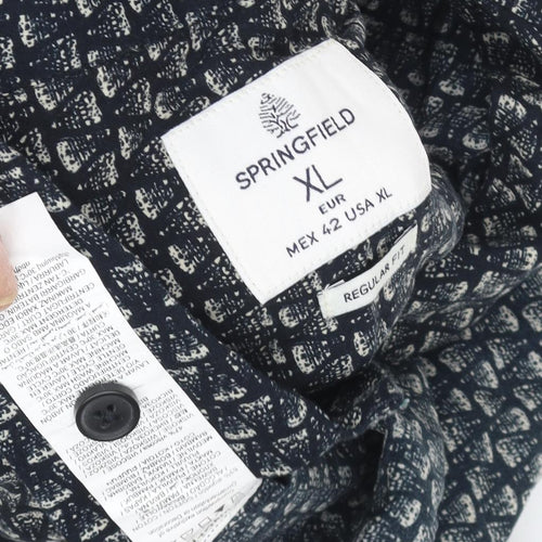 Springfield Men's Black XL Geometric Button-Up Shirt
