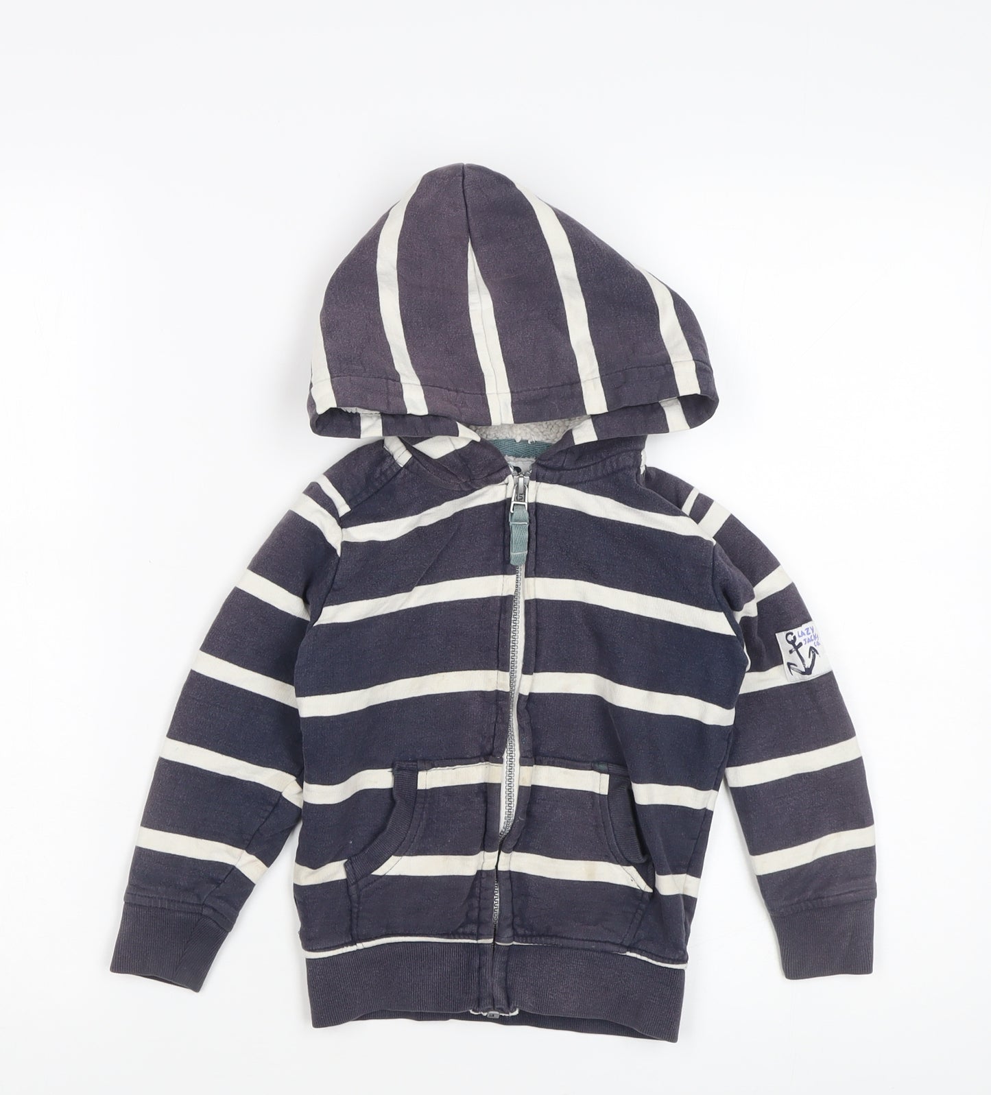 Lazy Jacks Boys Blue Striped Hoodie 3-4 Years Nautical Style