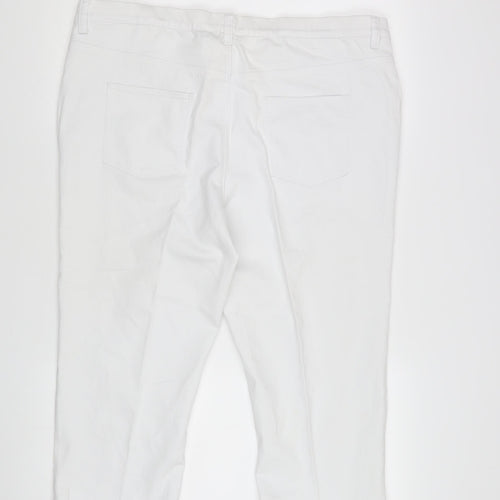 BHS Women's White Cropped Denim Trousers Size 20