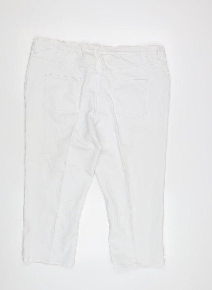 BHS Women's White Cropped Denim Trousers Size 20