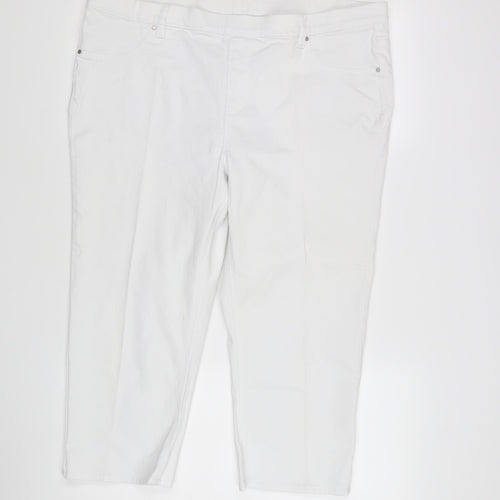 BHS Women's White Cropped Denim Trousers Size 20