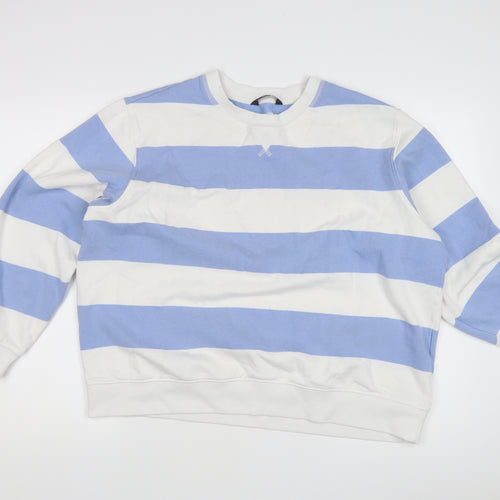 Marks and Spencer Women's Blue Striped Pullover Sweatshirt