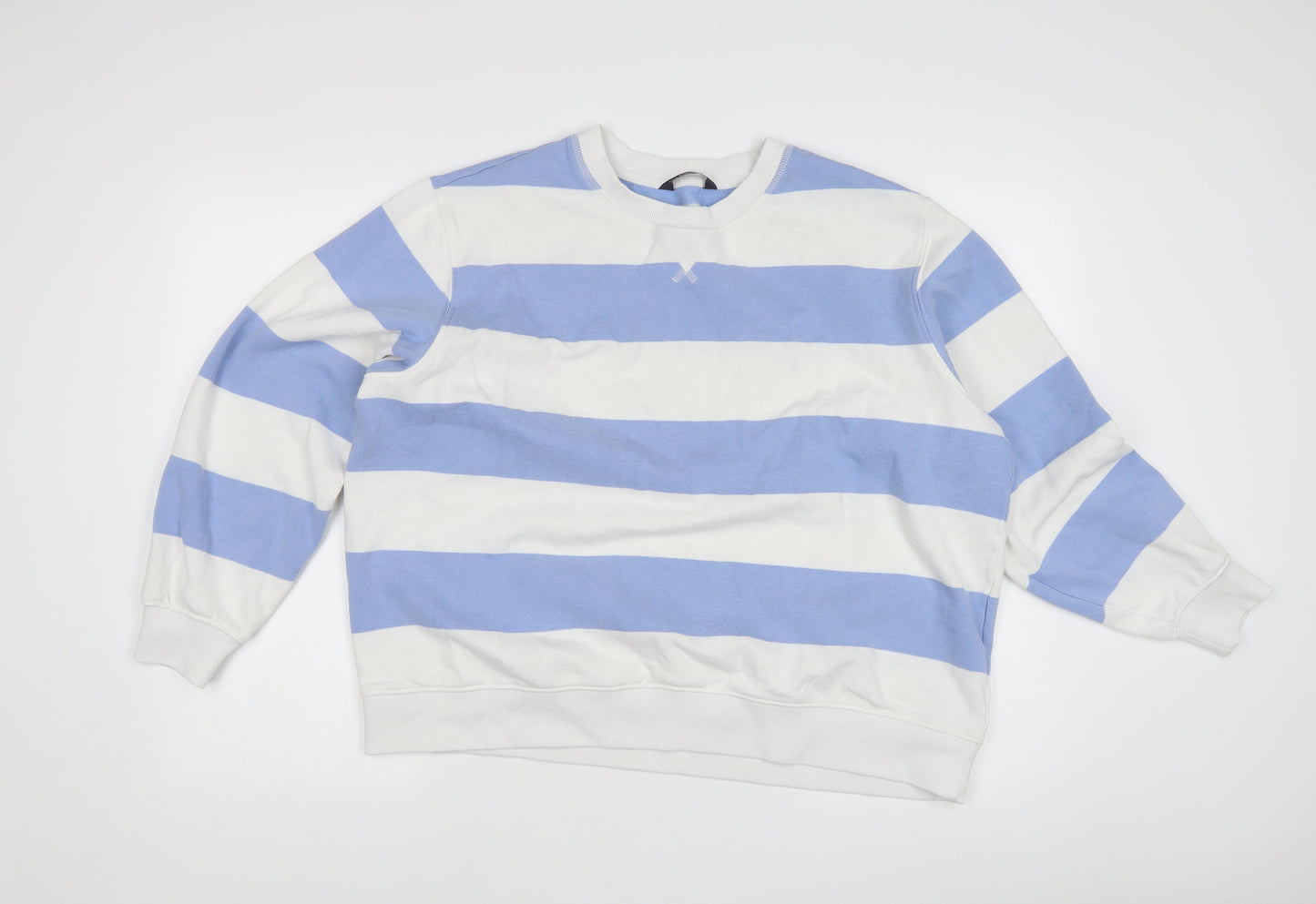 Marks and Spencer Women's Blue Striped Pullover Sweatshirt