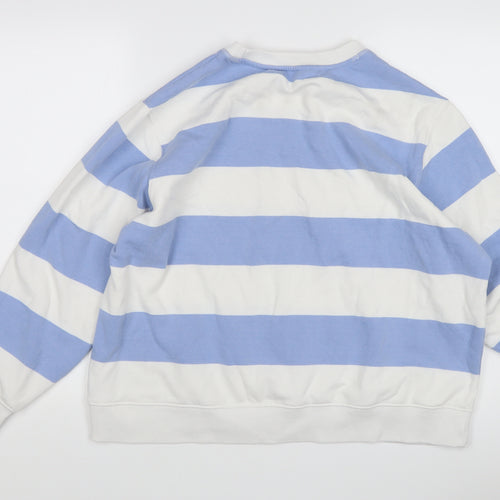 Marks and Spencer Women's Blue Striped Pullover Sweatshirt