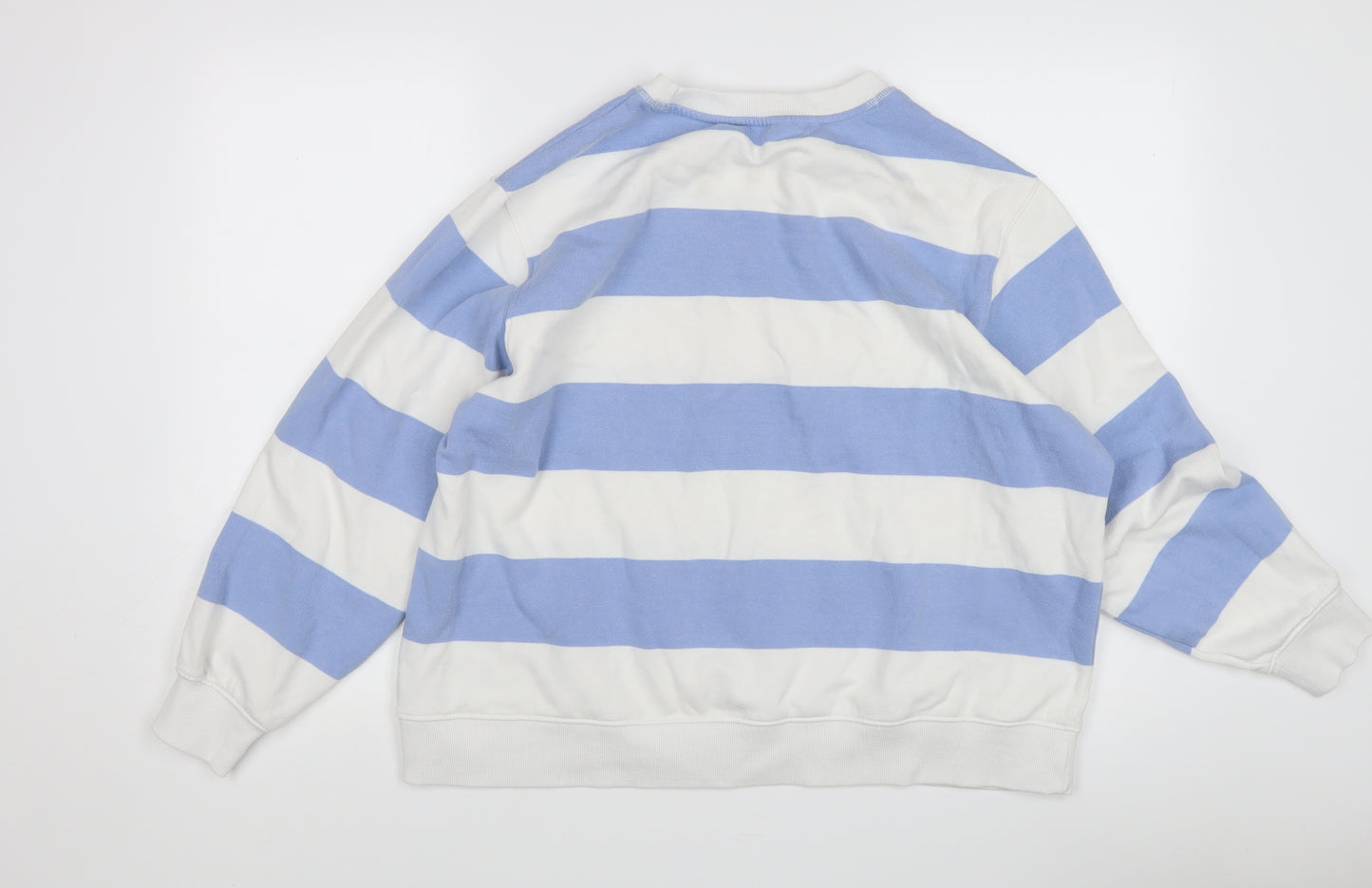 Marks and Spencer Women's Blue Striped Pullover Sweatshirt