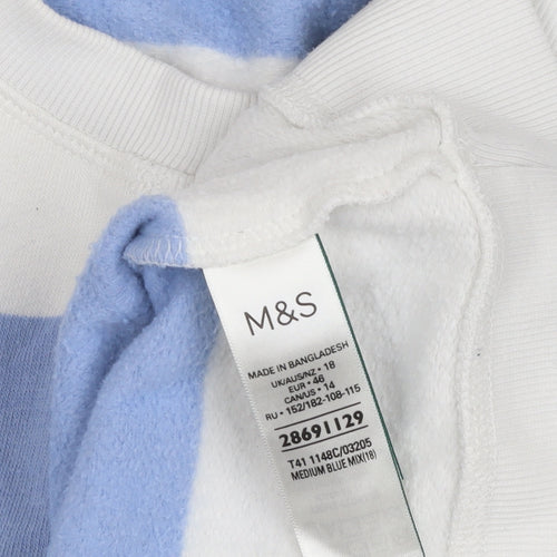 Marks and Spencer Women's Blue Striped Pullover Sweatshirt