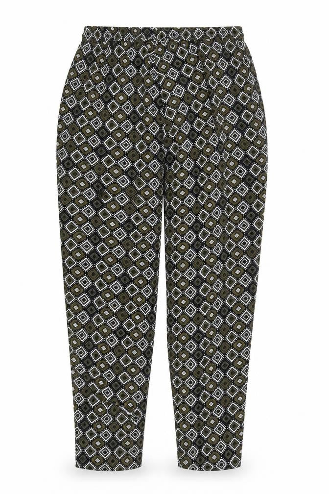 Front view of Papaya Women's Geometric Multicoloured Trousers