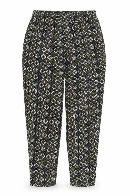 Front view of Papaya Women's Geometric Multicoloured Trousers