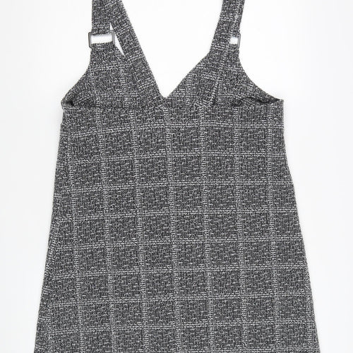 Nutmeg Women's Black Check Pinafore Dress Size 14