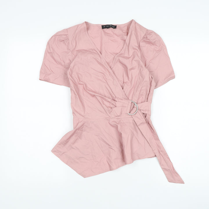 In The Style Women's Pink Wrap Blouse, Size 8