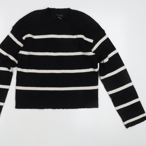 New Look Women's Black Striped Pullover Jumper, S