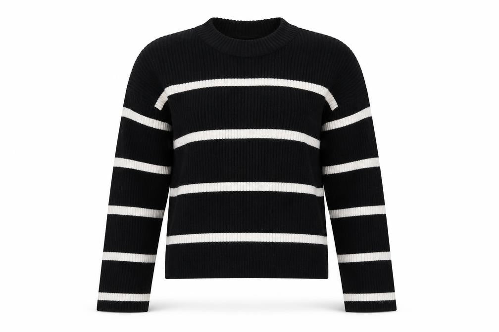 Front view of New Look Women's Black Striped jumper, S