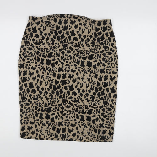 Principles Animal Print Straight Skirt Beige Size 12