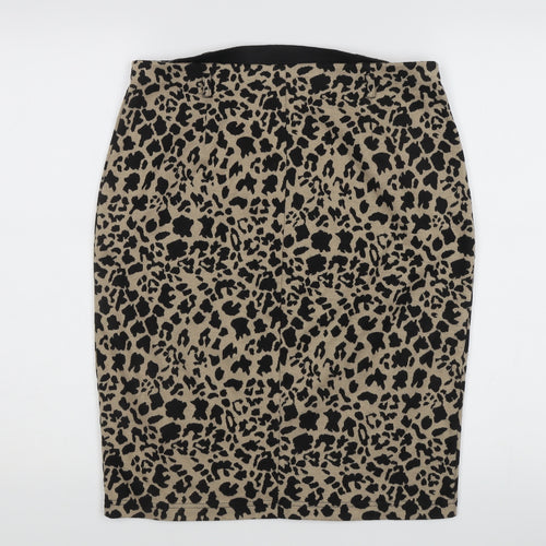 Principles Animal Print Straight Skirt Beige Size 12