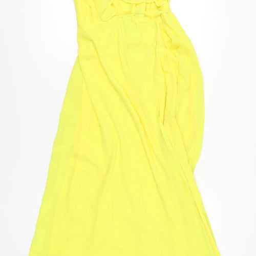 Boohoo Yellow Off Shoulder Maxi Dress, Size 8, Chiffon