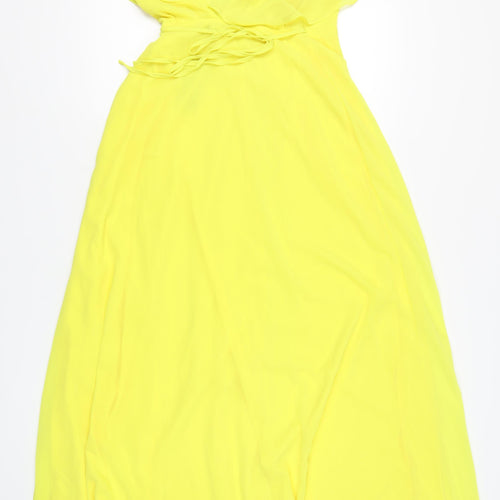 Boohoo Yellow Off Shoulder Maxi Dress, Size 8, Chiffon