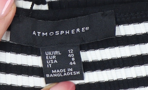 Atmosphere Women's Black Striped Midi Slip Dress - Size 12