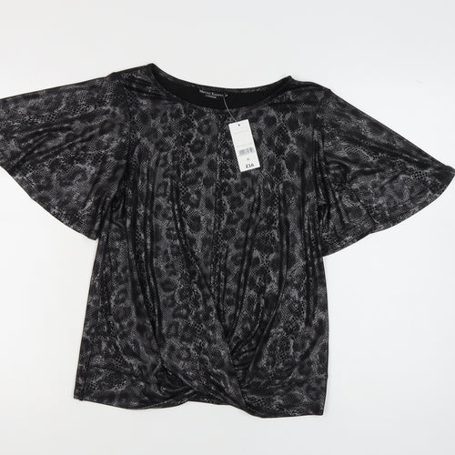 Marina Kaneva Women's Black Animal Print Top, Size 12