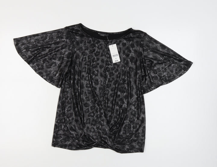 Marina Kaneva Women's Black Animal Print Top, Size 12