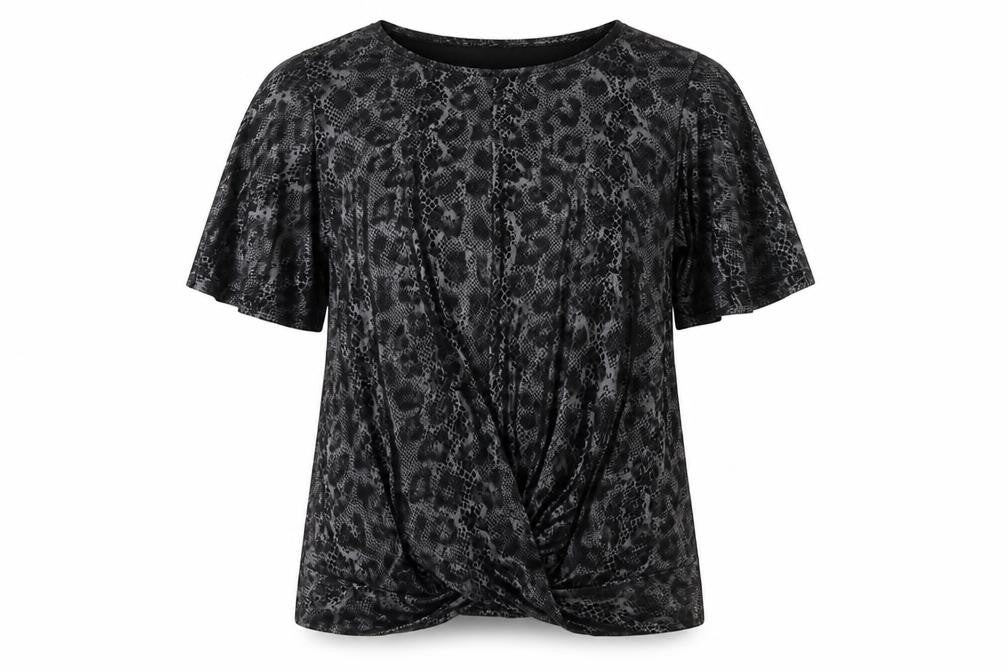 Marina Kaneva Women's Black Animal Print Top, Size 12