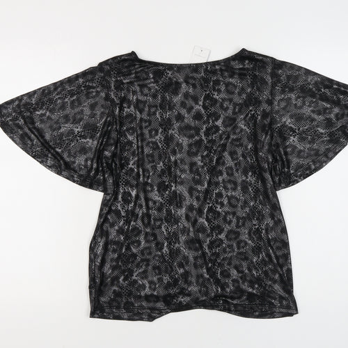 Marina Kaneva Women's Black Animal Print Top, Size 12