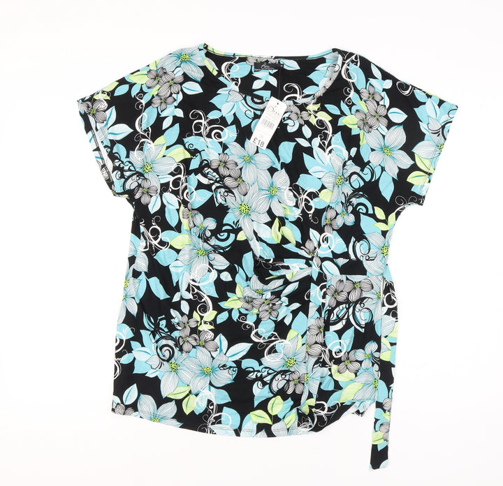 BM Collection Women's Multicoloured Floral V-Neck Tunic, Size 18