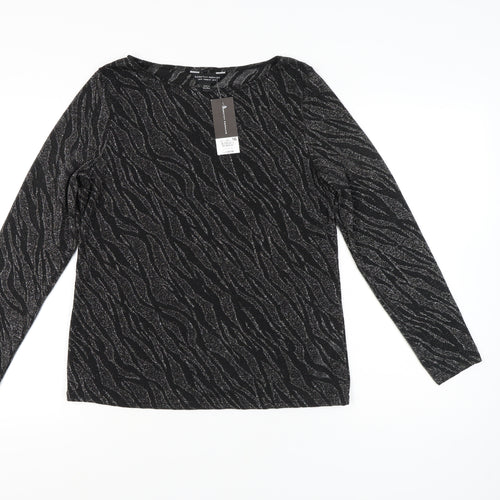 Dorothy Perkins Women's Black Animal Print Top Size 16