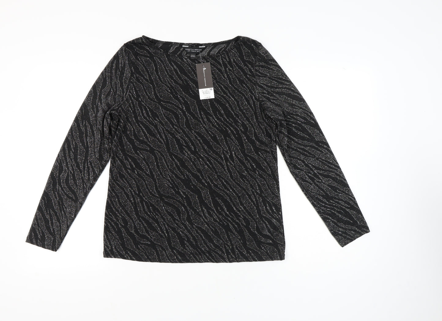 Dorothy Perkins Women's Black Animal Print Top Size 16