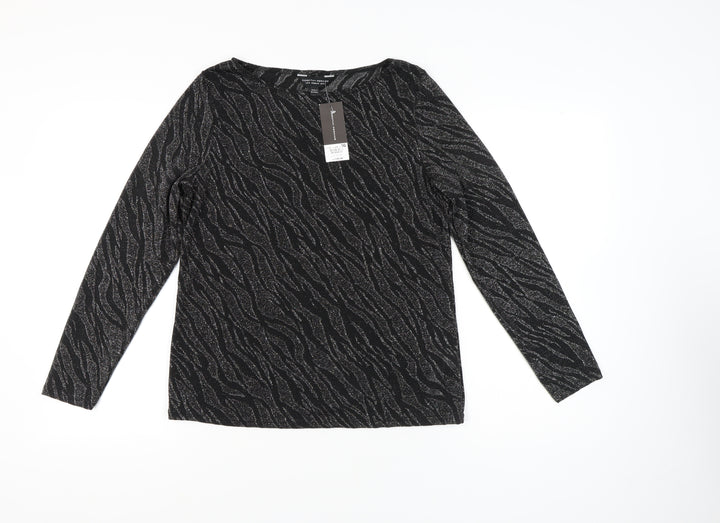 Dorothy Perkins Women's Black Animal Print Top Size 16