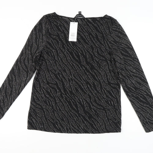 Dorothy Perkins Women's Black Animal Print Top Size 16