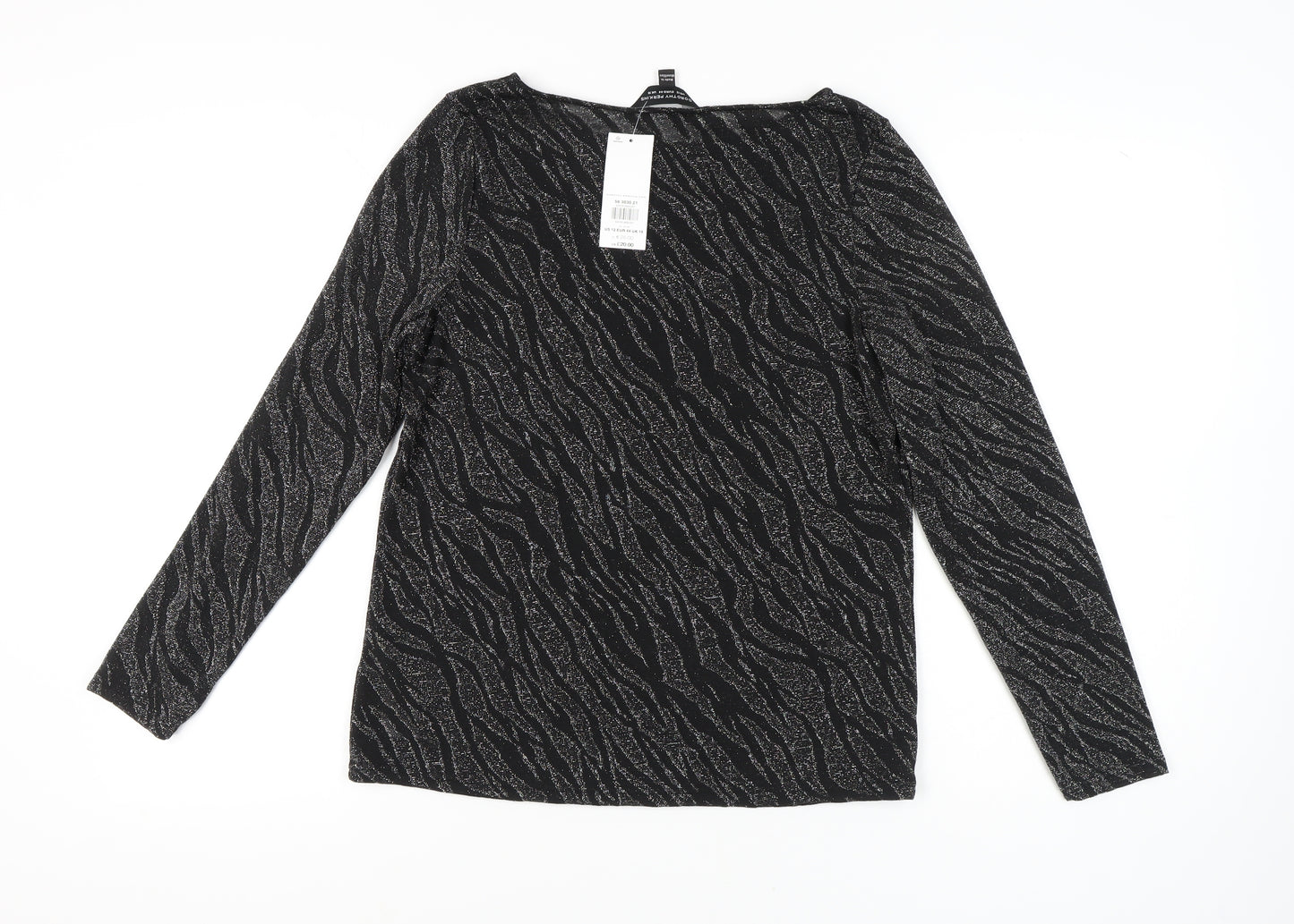 Dorothy Perkins Women's Black Animal Print Top Size 16