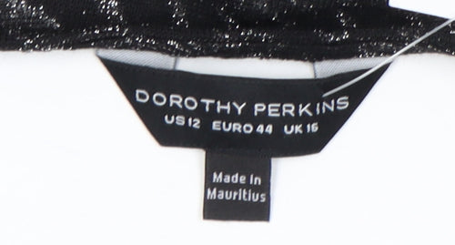 Dorothy Perkins Women's Black Animal Print Top Size 16