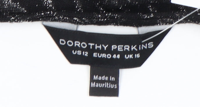 Dorothy Perkins Women's Black Animal Print Top Size 16