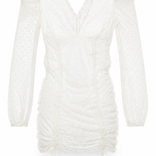 Parisian Women's White Dress Size 10, V-Neck, Long Sleeve
