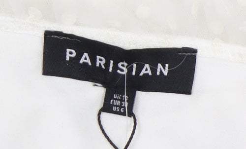 Parisian Women's White Dress Size 10, V-Neck, Long Sleeve