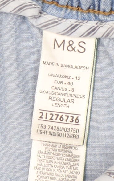 Marks and Spencer Women's Blue Wide-Leg Jeans Size 12