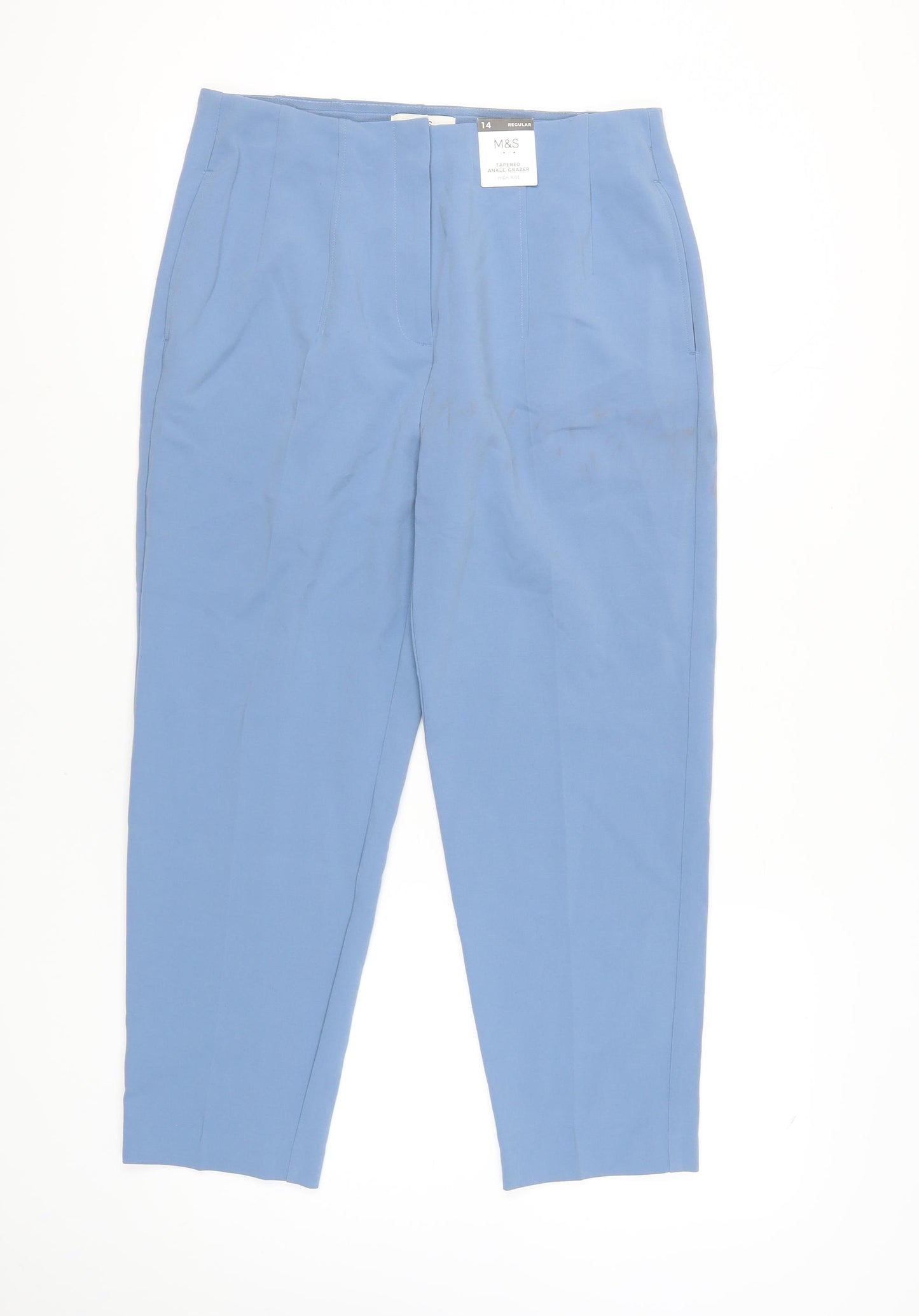 Marks and Spencer Blue Regular Fit Women's Trousers Size 14