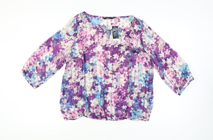 Bm Collection Women's Multicoloured Floral Tunic Blouse Size 18
