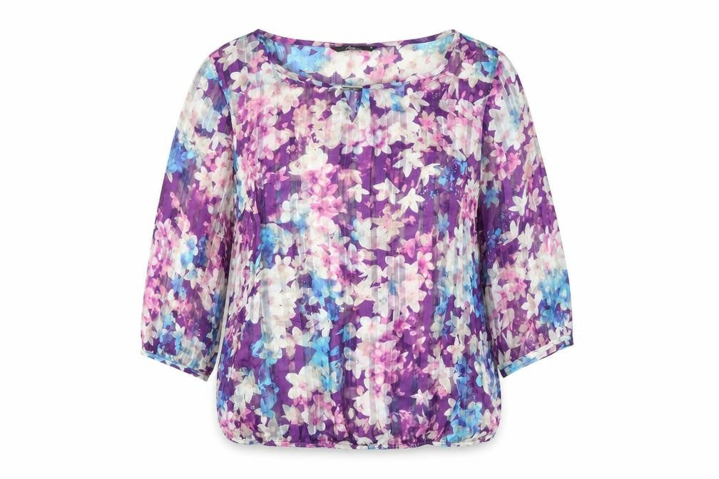 Front view of Bonmarché Women's Multicoloured Floral Tunic Blouse, size 18
